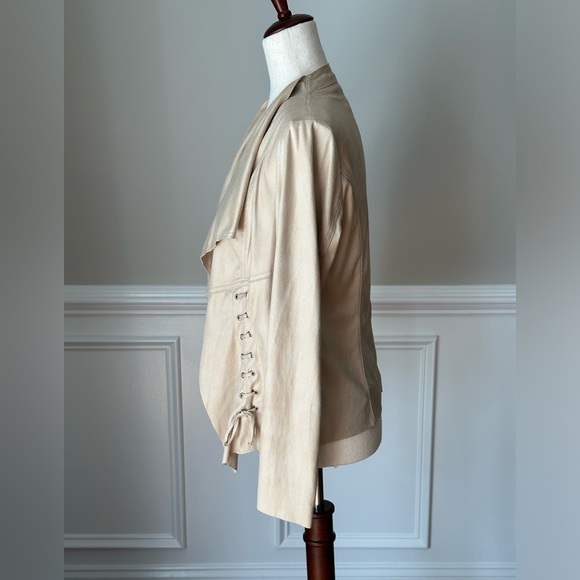 Insight New York Faux Suede Lace Up Drape Front Jacket size 6 - Picture 4 of 12